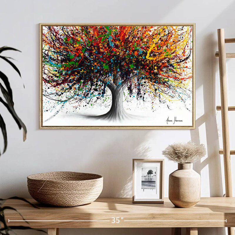 Arbre Festival, 25 po x 17 po, Cadre flottant en bois naturel