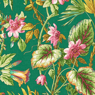 Scm Tropical Floral Green Linen Sample