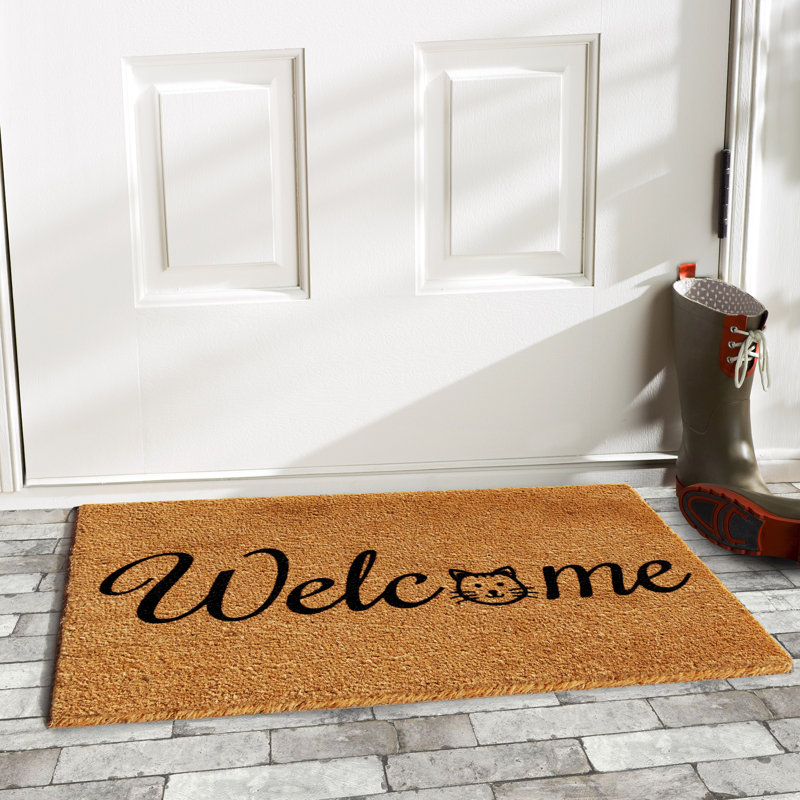 Tapis d'extérieur antidérapant Horatio Kitty Welcome, Rectangle 1 pi 5 po x 2 pi 5 po