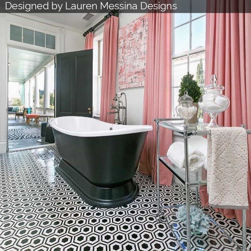Cosmos Crema And Thassos Hexagon Marble Tile, Nero