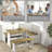 Breakfast Nook Kitchen Corner Dining Table Bench Chair Set with Storage, Space-Saving 3-4 Seat L-Shape for Farmhouse Family Home Wood-109660873