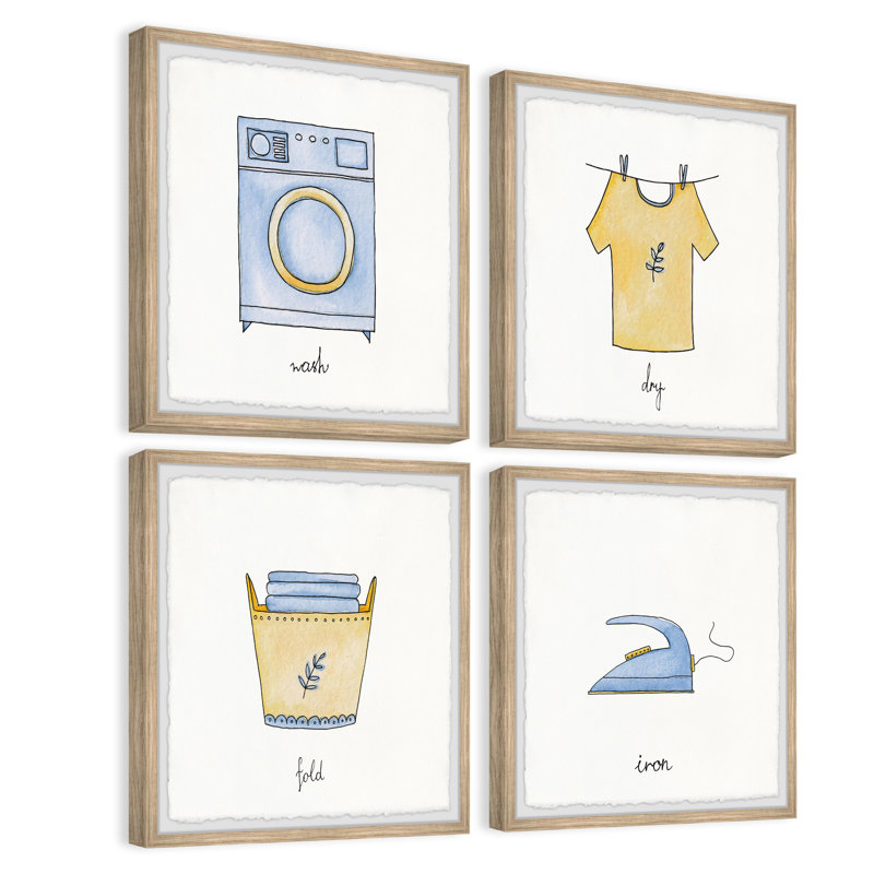 Laundry Services by Marmont Hill - 4 Piece Single Picture Frame Painting, 60cm H x 60cm W x 3.81cm D
