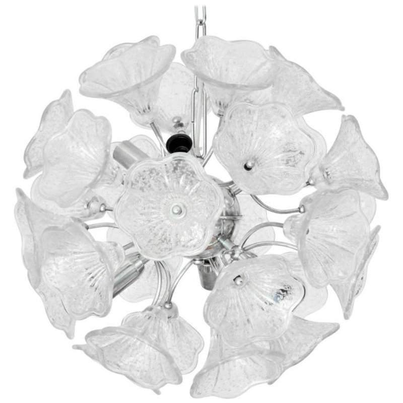 Lustre en chrome 16 lumières Hristofer, Bronze, H 20 po x l 20 po x P 20 po, Clair