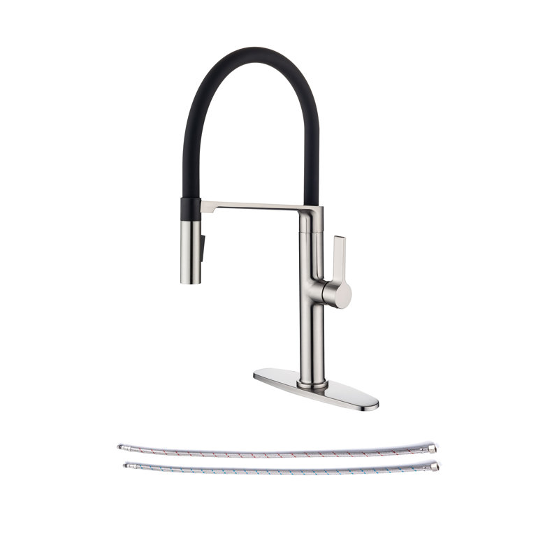 Robinet de cuisine magnétique à poignée simple en nickel brossé, Chrome