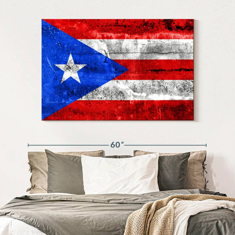 Drapeau grunge de Porto Rico, H 34 po x l 51 po