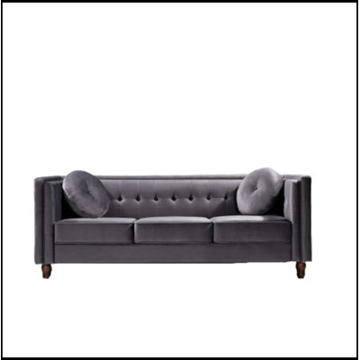 SVelvet rembourré avec accoudoirs carrés et coussins
