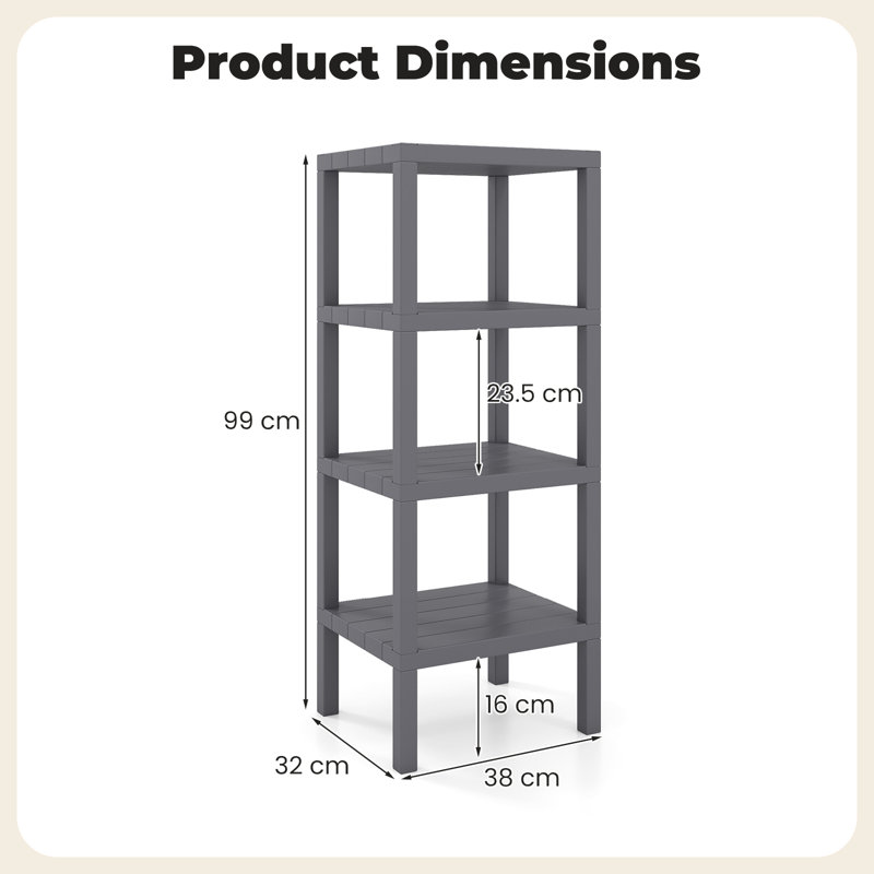 38 cm W Shelving Unit, Grey