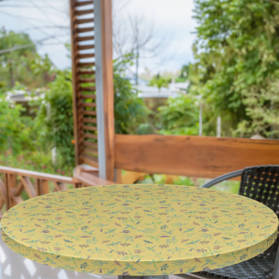 East Urban Home Dragonfly Fitted Round Tablecloth 45"- 56" Diameter Pale Camel Warm Taupe