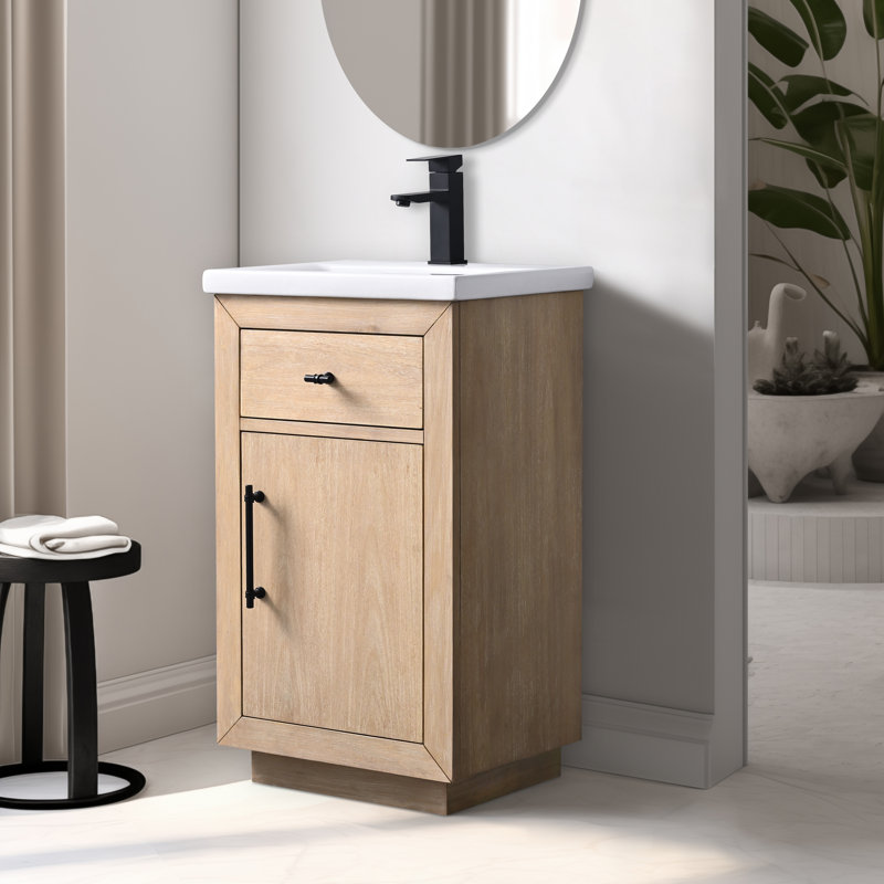 Avignon 20" Single Sink Freestanding Bathroom Vanity with Ceramic Top, Light Wheat