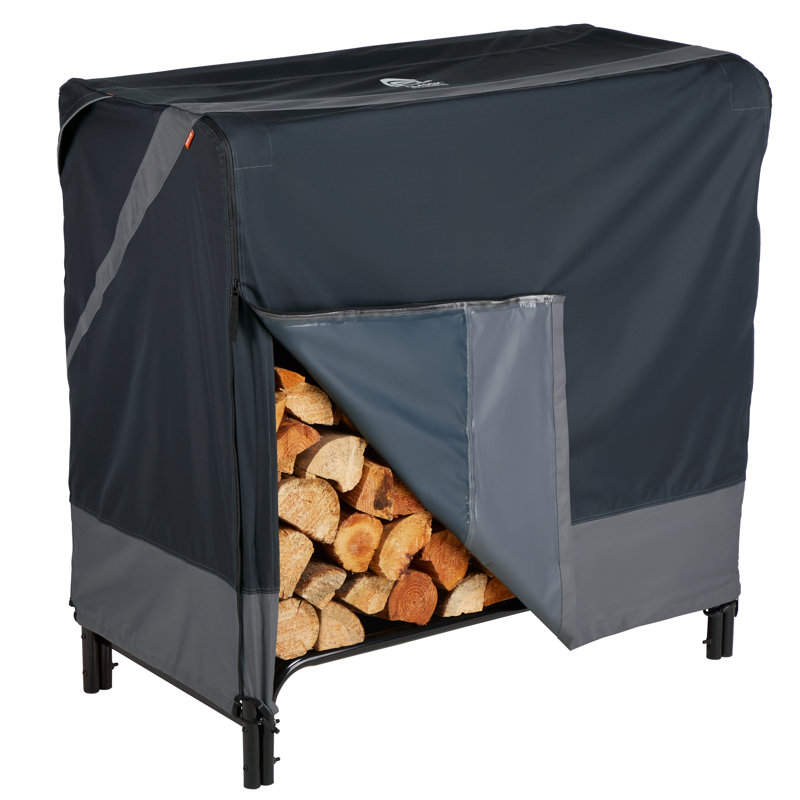 StormPro Medium Black and Gray Waterproof Log Rack Cover