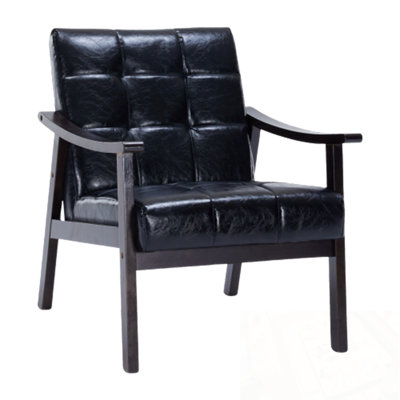 Leather Accent Armchair with sturdy wood legs