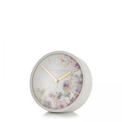 Roman Numeral Mechanical Tabletop Clock in Light Grey