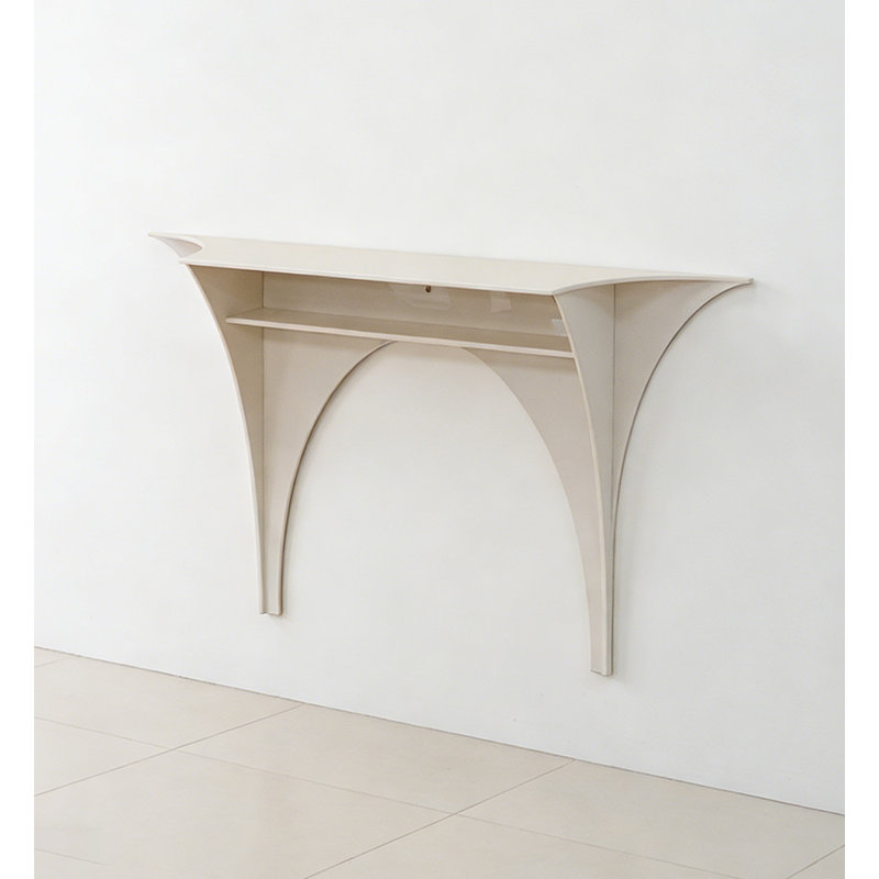 Console à tablette murale contemporaine avec silhouette arquée artistique, H 23,62 po x l 39,37 po x P 7,87 po, Gris