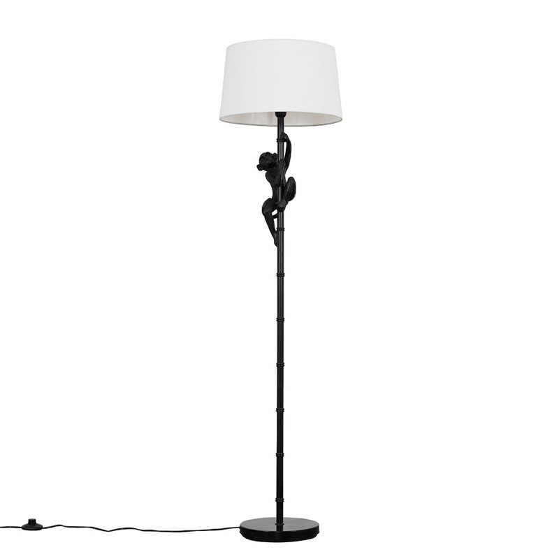 Meggan 150cm Traditional Floor Lamp, White, Yes, Black