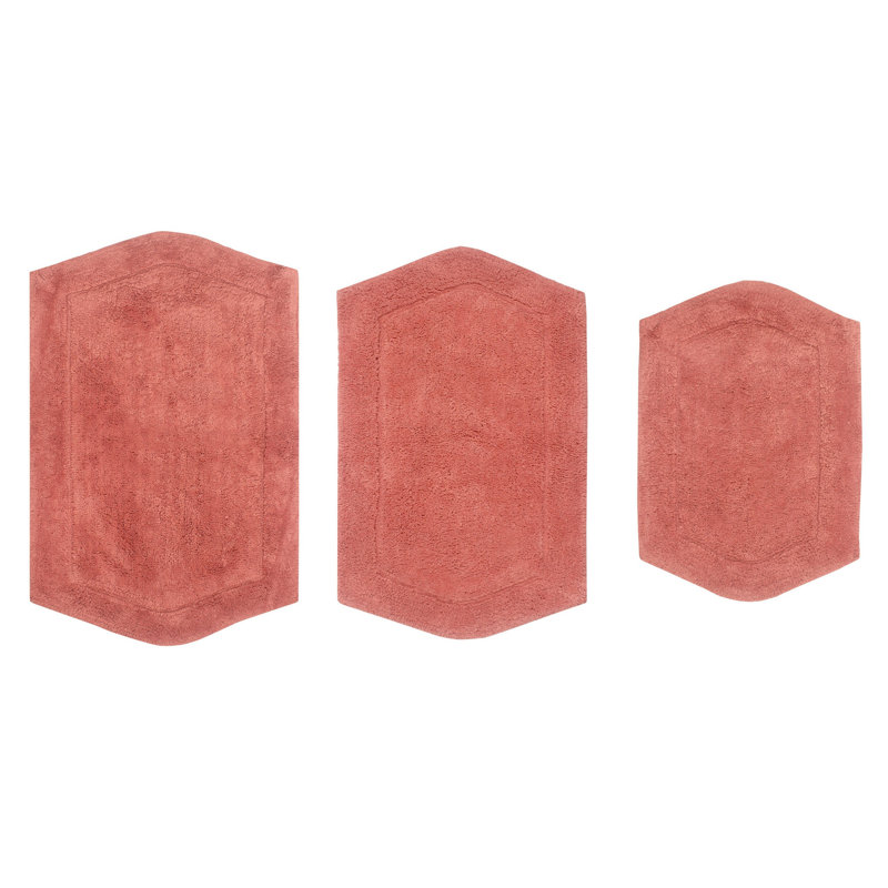 Tapis pour salle de bain 100% coton Morissette, antidérapant, séchage rapide, lavable à la machine, corail