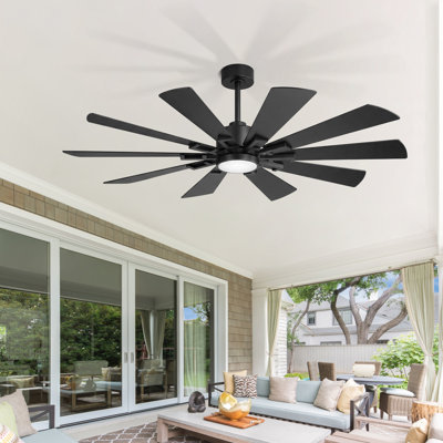 62” Modern Ceiling Fan with Light and Remote, 10-Blade Indoor Fan with Quiet Reversible DC Motor, 3CCT Dimmable LED for Large Living Rooms