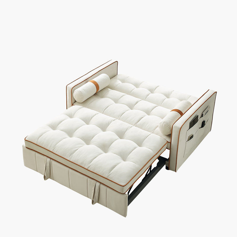 Canapé-lit coulissant 55,5 po, Velours beige