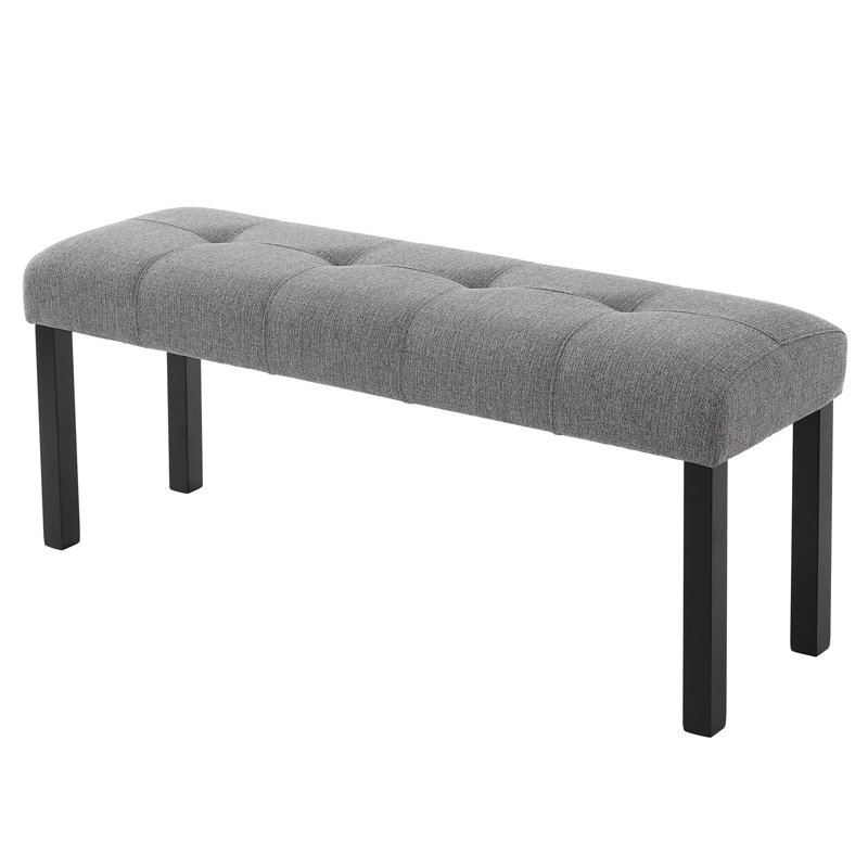 Tufted Linen Dining Bench - Farmhouse Upholstered Design With Rubber Wood Legs