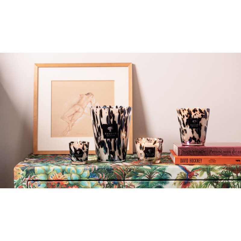 Pearls Black Candle, 3.9" H x 5.07" W x 5.07" D