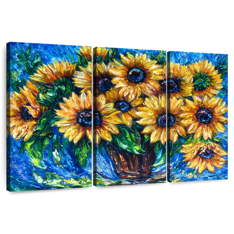 Harnek tournesol amour avec couteau à palette, H 32 po x l 50 po
