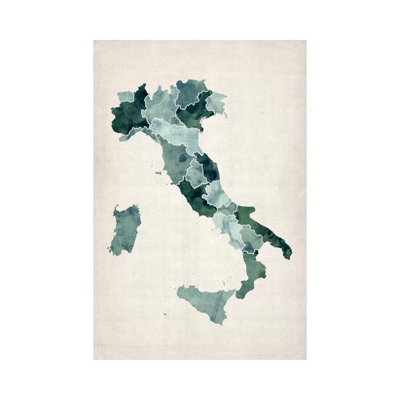 Watercolour Map Of Italy by Michael Tompsett - Wrapped Canvas Print