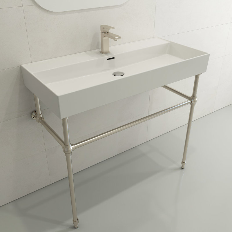 Milano Bathroom Sink, White, White
