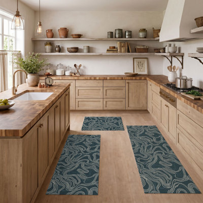 Wave Pattern Non-Slip Washable Kitchen Mats