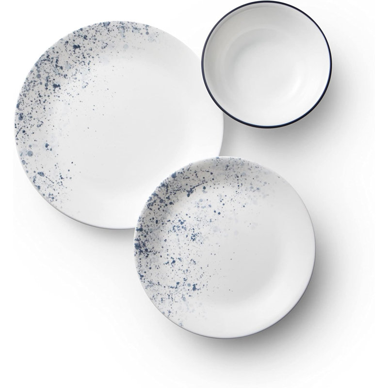Indigo Speckle Glossy Glass 18-Piece Dinnerware Set