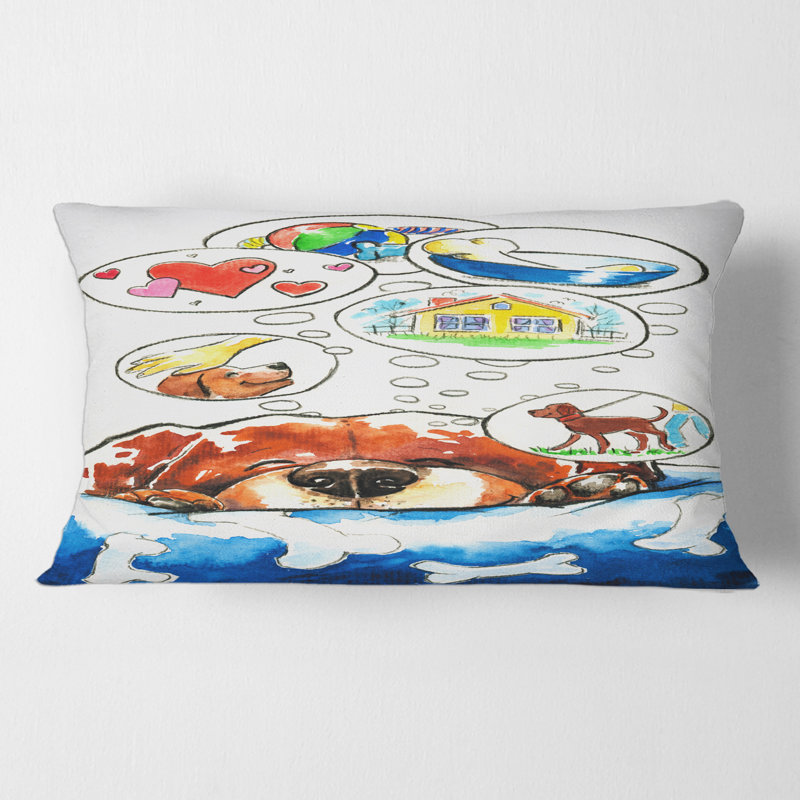 Coussin Rectangle, Dog Dreams - Art imprimé pour enfants