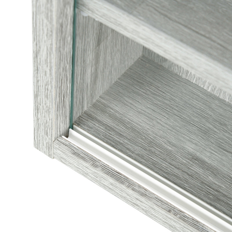 Vitrine à 5 niveaux Johnrichard, vitrine en verre avec 2 portes et tablettes réglables, Gris