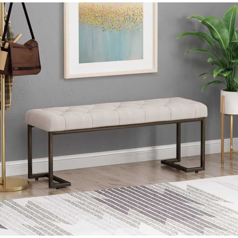 Banc rembourré capitonné, Beige