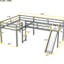 Lit mezzanine simple en L gris avec glissade-130040722