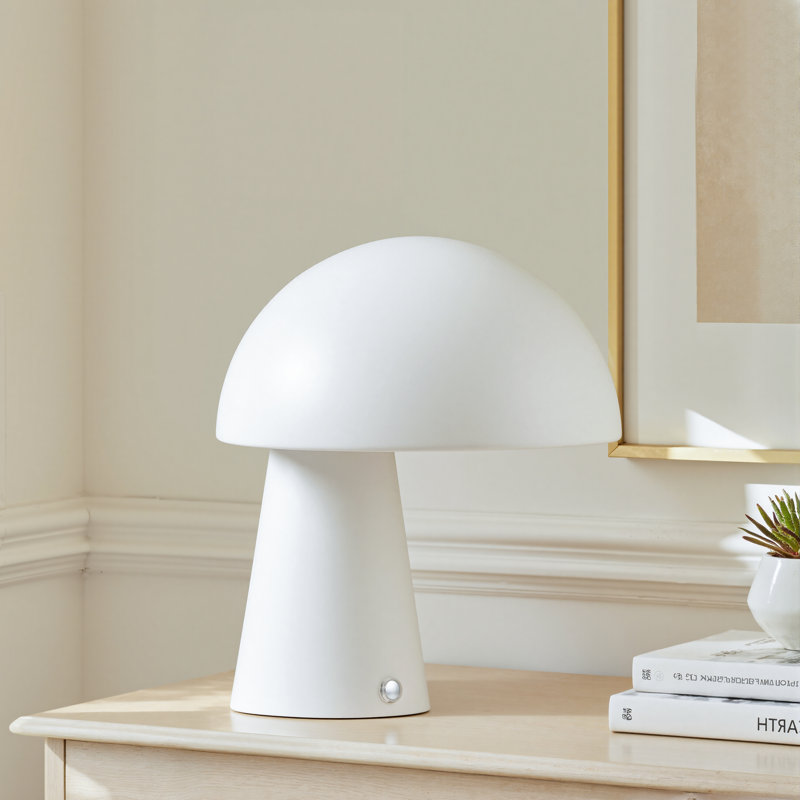 Modern Metal Mushroom Table Lamp, White, White