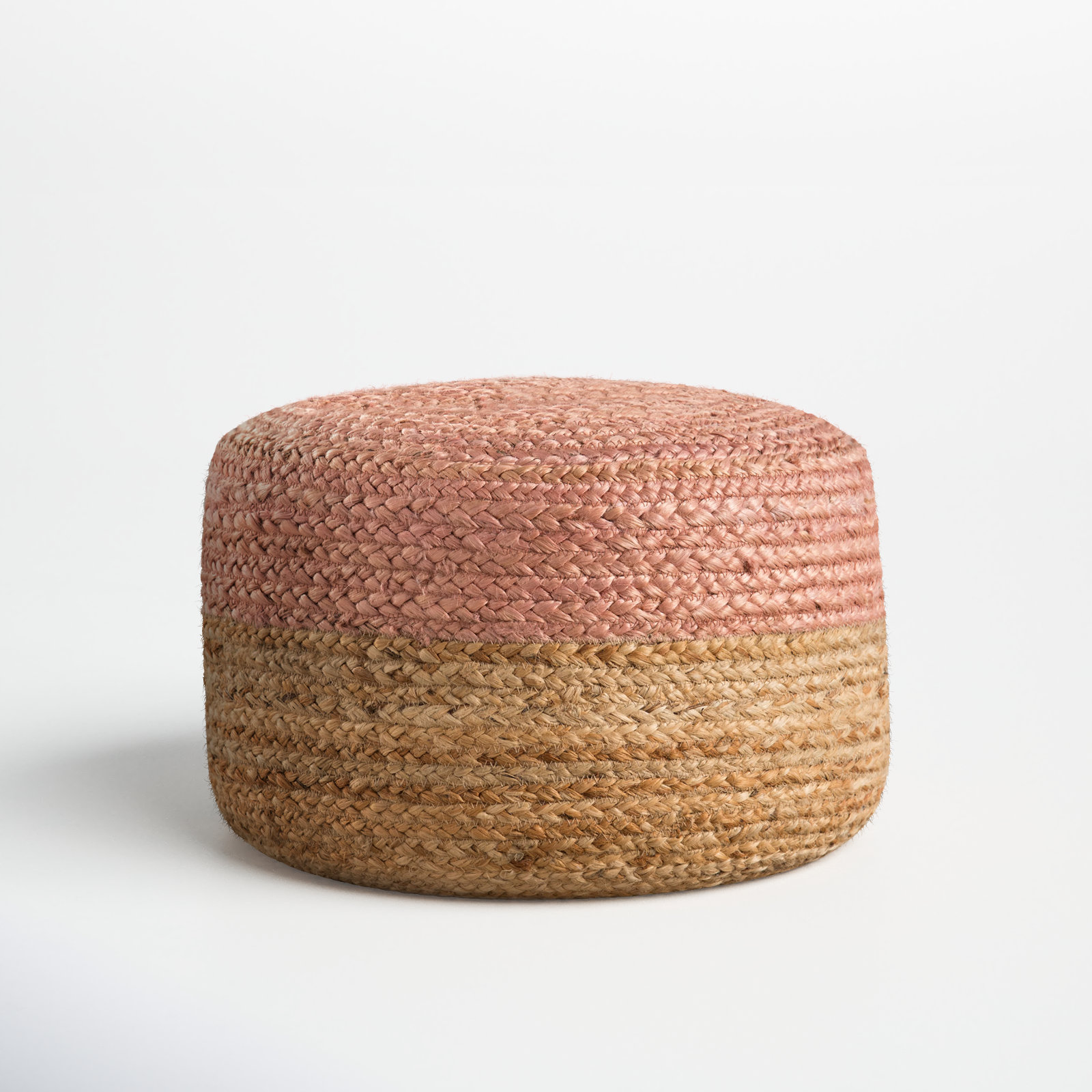 Teele 18" Pouffe, Light Pink/Beige