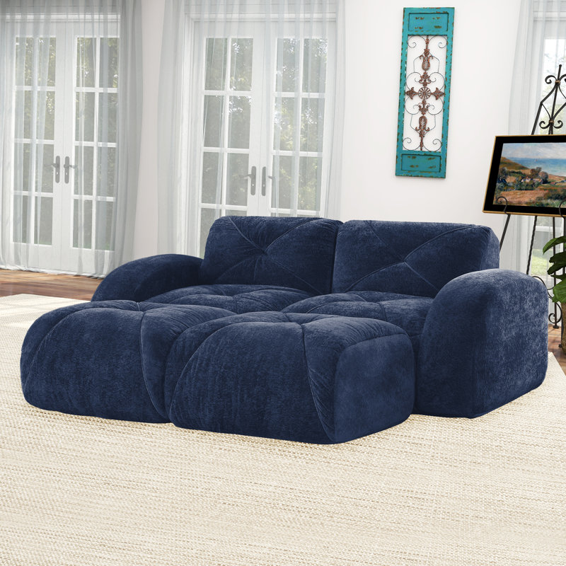 Ensemble de canapé en forme de U à compression de 80 pouces, canapé modulaire moderne à deux places avec repose-pieds, canapé rembourré pour le salon ou la chambre à coucher, aucun assemblage requis.