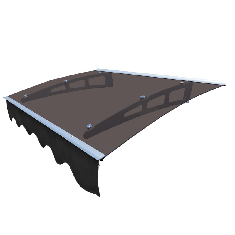Door Window Awning Canopy 47"x34". Polycarbonate Sheet. Rust- Brackets. Heat . Garden Outdoor. Dark Brown 47"x34" For - Heat- Sheet Eye Comfort Valance