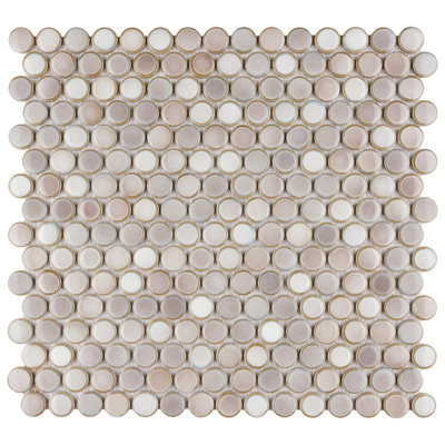 Carreau de mosaïque en porcelaine pour mur et plancher de 1 7/8 po x 12 5/8 po Hudson Penny Round