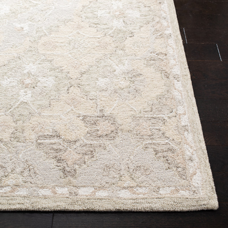 Tapis beige en laine touffeté à la main Megee, Tapis de couloir 2 pi 3 po x 9 pi