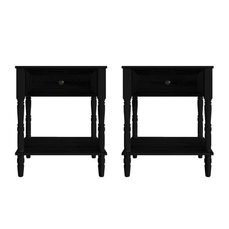 Ruston 1 Drawer Nightstand (Set Of 2), Black