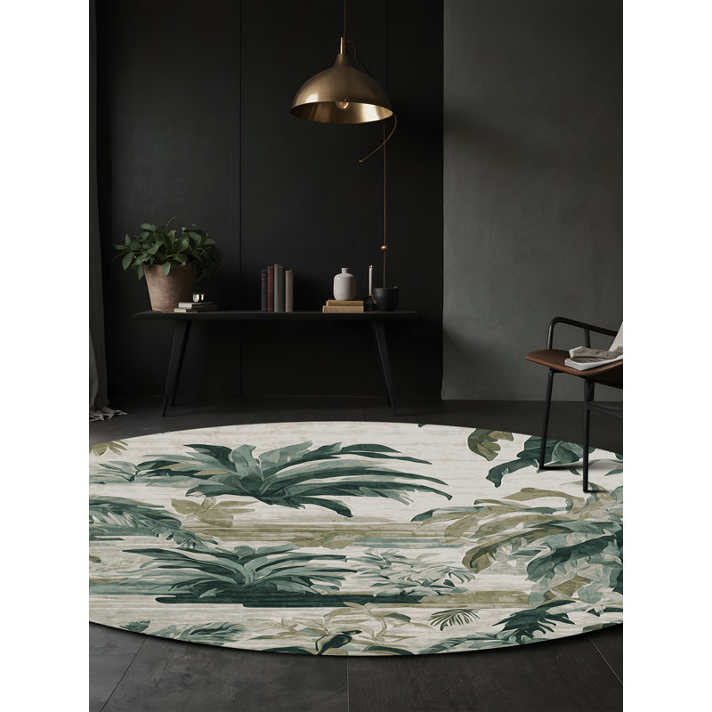Tapis gris soyeux et moelleux, Rond 6 pi