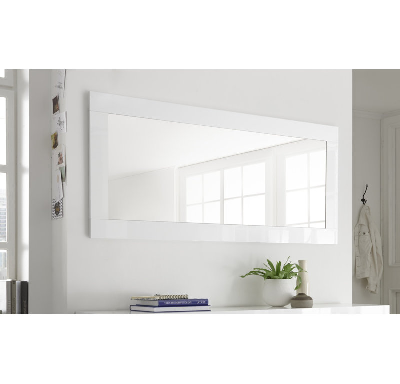 Aburizik Wood Rectangle Wall Mirror, White