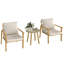Ensemble bistro pour 2 personnes avec coussins, ensemble bistro extérieur, ensemble de patio en métal effet bois blanc crème