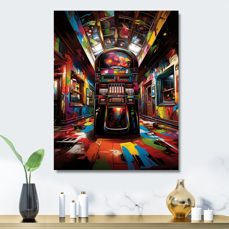 Jukebox Machine Neon Grooves 2 - Jukeboxes, art mural en métal, H 20 po x l 12 po x P 1 po