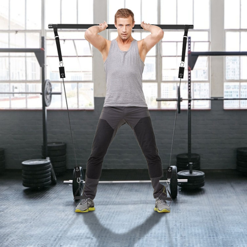Ensemble de barre Pilates avec bandes de résistance empilables 100LBS, équipement d'entraînement complet du corps à 3 sections avec sangles d'ancrage de porte pour le yoga à la maison