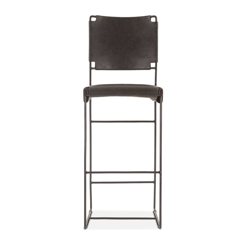 Melbourne Upholstered Bar Stool with Metal Frame, Brown, Bar Stool (30” Seat Height)