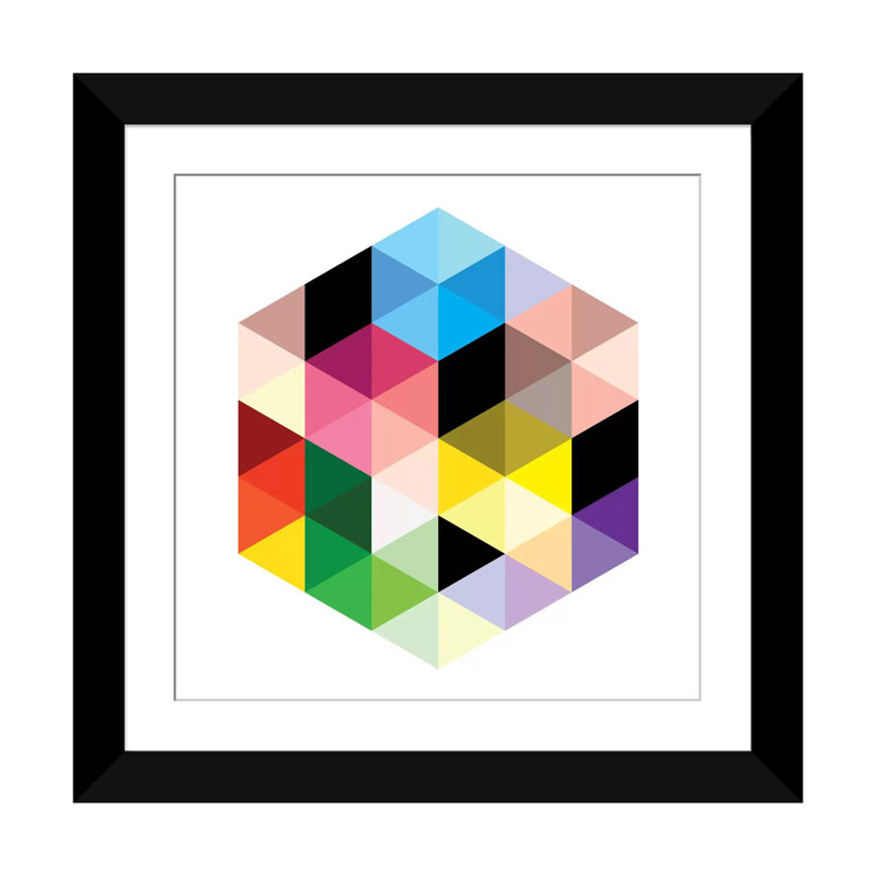 Art sur toile Albree Modern Cuboids II, H 16 po x l 16 po x P 1 po, Papier avec cadre noir, Blanc