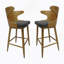 Ensemble de 2 tabourets de bar Mid-Century modernes, gris anthracite et naturel-712353945