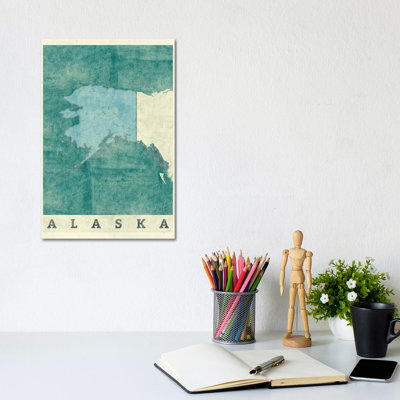 Alaska Map 1 Piece Wrapped Canvas Wall Art