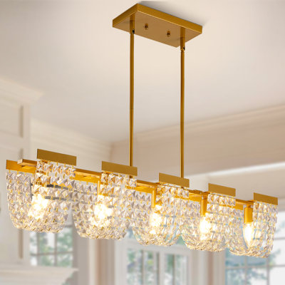 5 - Light Modern Farmhouse Crystal Rectangular Chandelier