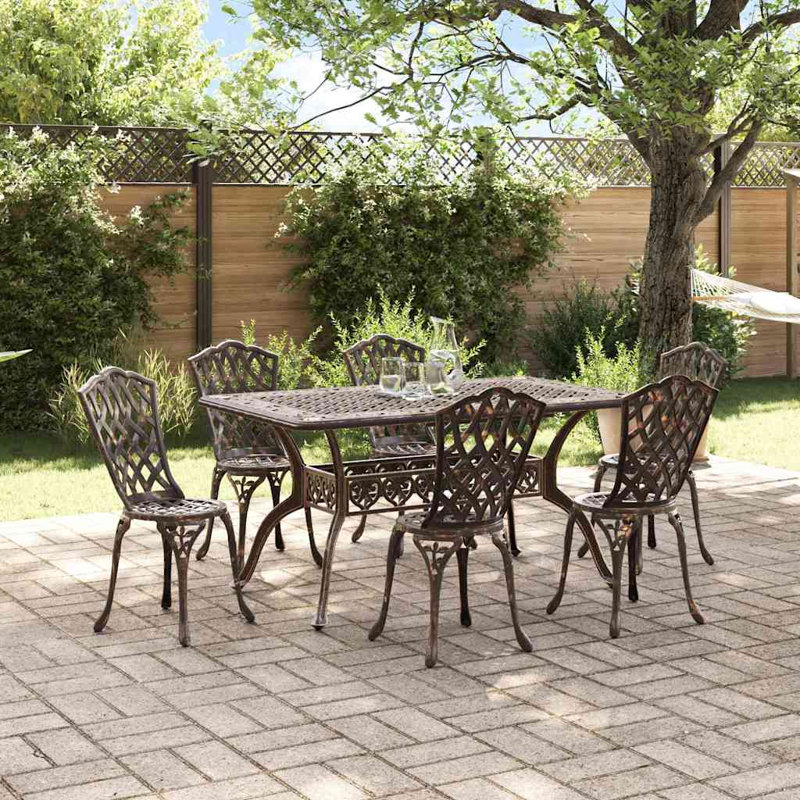 6 - Person Patio Dining Set Rectangular Table, Bronze